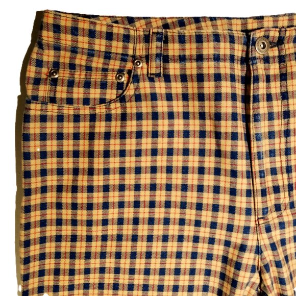 LIZ CLAIBORNE Pants sz 12P Tan/Navy Plaid Coastal Preppy 5 pocket style EUC - Picture 3 of 10